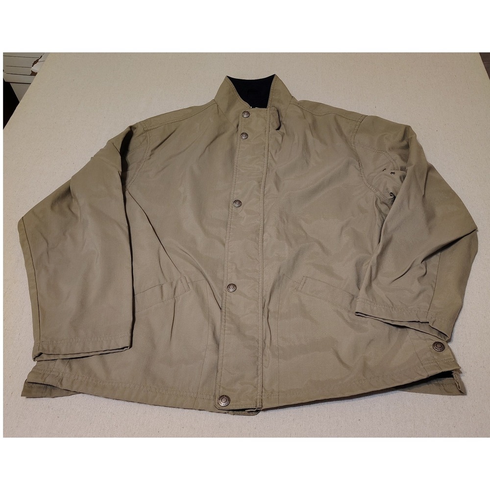 Eddie Bauer Tan Lightweight Jacket L/G Snap Button Chore Field Collar